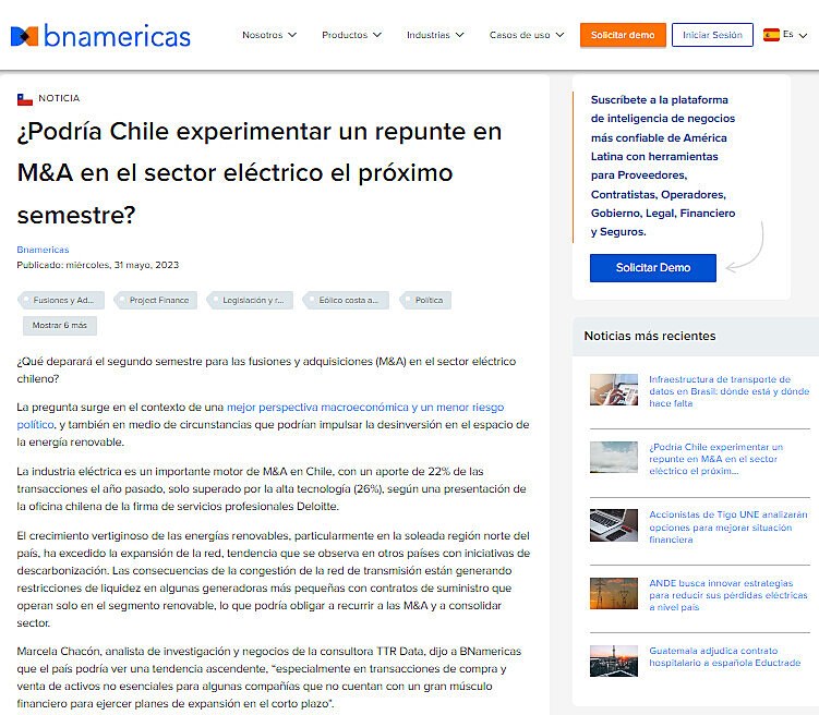 Podra Chile experimentar un repunte en M&A en el sector elctrico el prximo semestre?